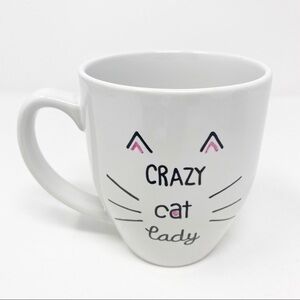 CRAZY CAT LADY White Ceramic Cat Mug Coffee Cup